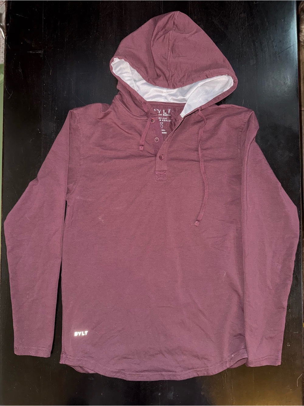 BYLT Basics Men's Hooded Henley in Burgundy